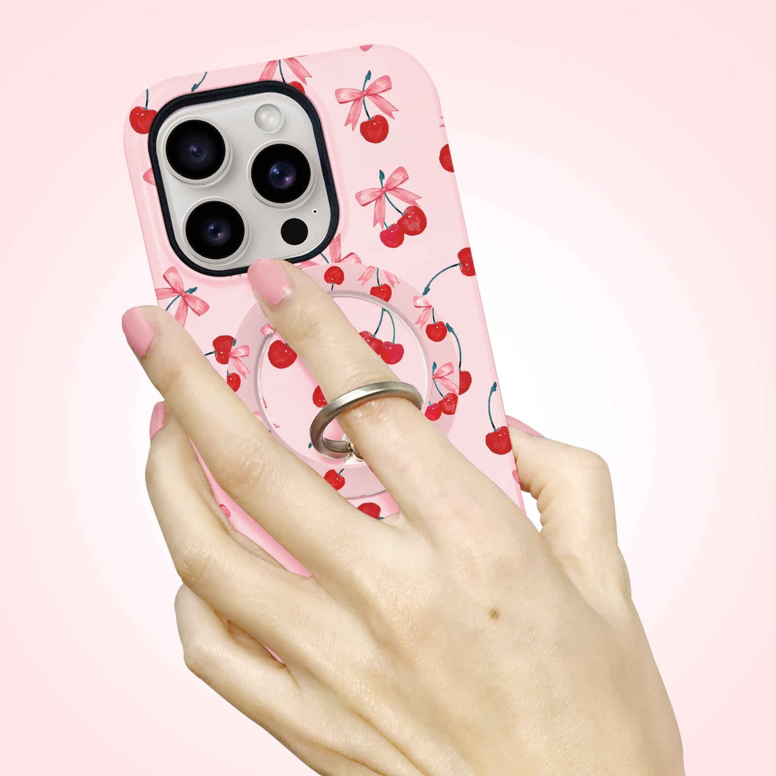 Ms. Cherry Magnetic Phone Ring Holder